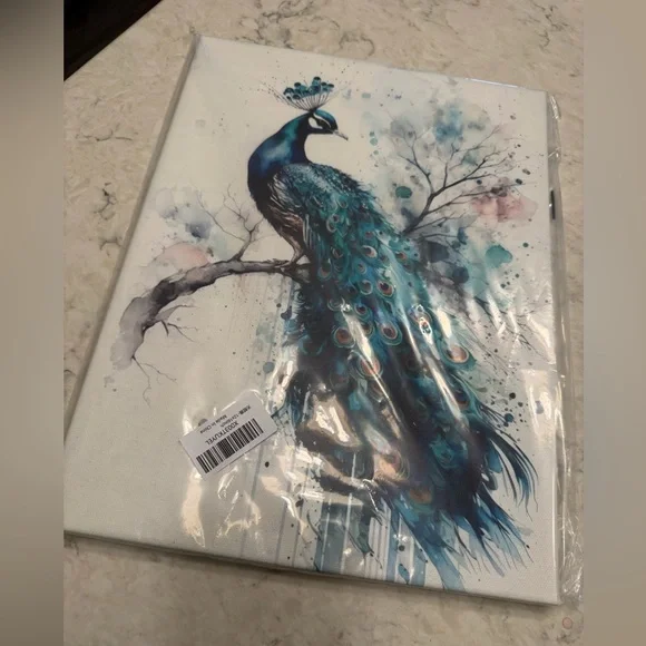Peacock Art Canvas NWT - Picture 3 of 5